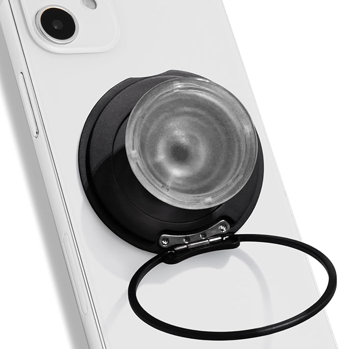 On The Grip Compatible with Magsafe Ultra-Thin Collapsible Phone Grip – Sleek Magnetic Phone Holder for iPhone & Android, 360 Rotation, Wireless Charger Compatible, Durable & Portable (Black)