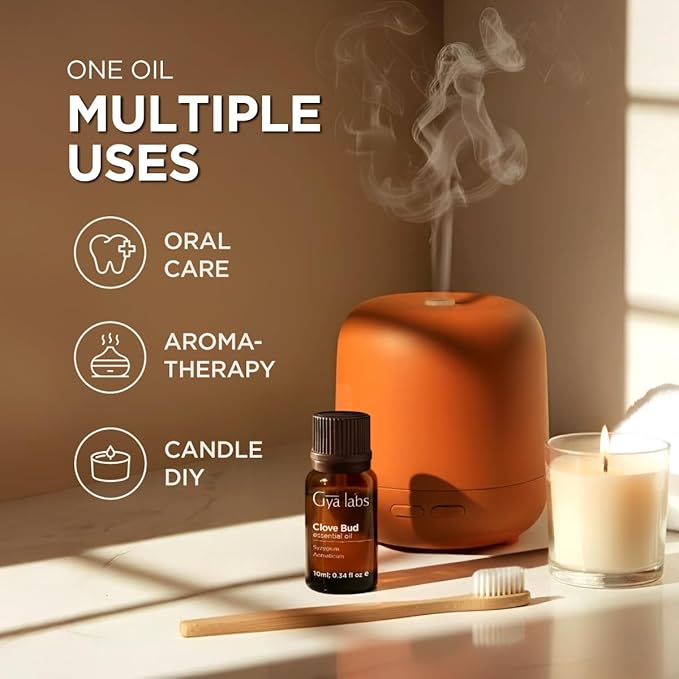 100% Pure Clove Essential Oil - 0.34 Fl Oz - Clove Oil for Hair, Skin, Diffuser, Aromatherapy & DIY Candle Making Scent