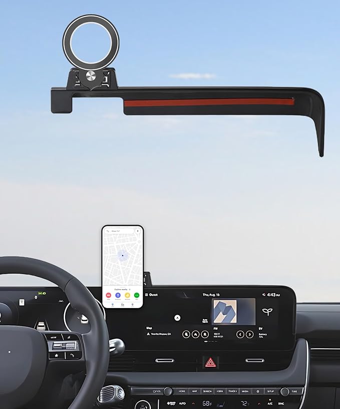 Car Phone Holder for 2022 2023 2024 2025 Hyundai loniq 5 Accessories Apply to 12.3 Inch Touch Screen Fixed Clip Magnetic Cell Phone Mount Hands-Free 360 Degree Rotation