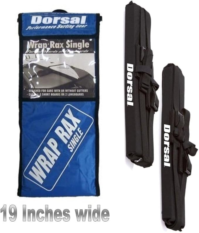 DORSAL Universal Soft Roof Rack Pads for Surfboard Kayak SUPs with Car Tie Down Straps and Storage Bag - Pack of 2 Black Polyester