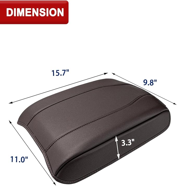 Center Console Armrest Cover for Honda Pilot 2023-2026, Passport 2024-2026, Ridgeline 2024 2025, Durable Middle Console Lid Covering, PU Leather Trim, Anti-Scratch, Brown