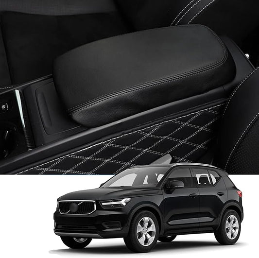 2019-2025 2026 XC40 Center Console Cover for Volvo XC40 (Core/Plus/Ultra/Ultimate/Momentum/R-Design/Inscription), Waterproof&Comfy Lether Armrest Cover 2023 2024 2025 XC40 Accessories (Black)