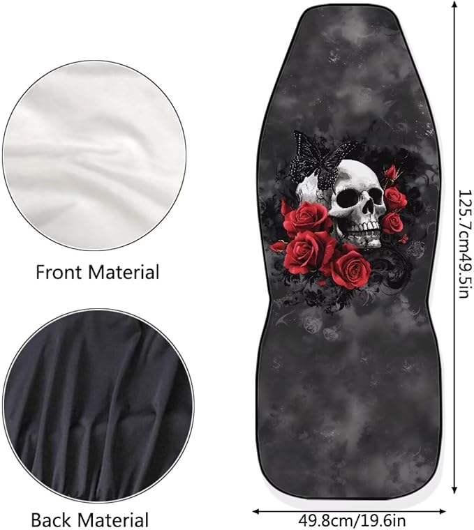 Cool Skull Rose Car Seat Covers for Front Seats Ethnic Style Bucket Seat Covers Universal Fit for SUV Truck Sedan Front Seat Protector,2 Piece Set