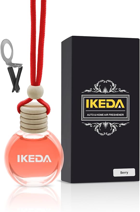 Ikeda Car Air Freshener: Hanging Car Smell Air Freshener | 10ml Hanging Car Perfume | Long Lasting Fragrance | Strong Scents Diffuser for Auto Home (Berry)