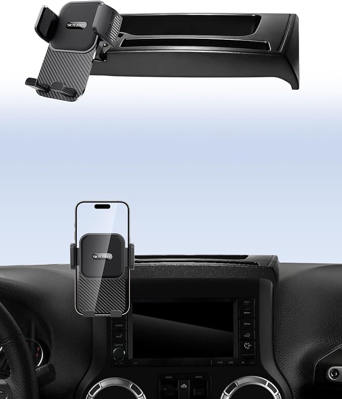 SKYLOTEC Phone Holder for Jeep Wrangler JK JKU 2011-2016 2017 2018 Accessories Automobile Cradles Phone Mount, Dashboard Mount Dash Tray Not Block Air Vent