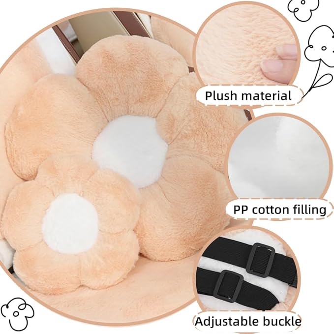 4 Pack Plush Flower Car Headrest Pillow and Lumbar Support Pillow Soft Comfortable Car Headrest Pillow Cute Car Accessories for Car Driving Cute Neck Pillows for Driving Car Decor