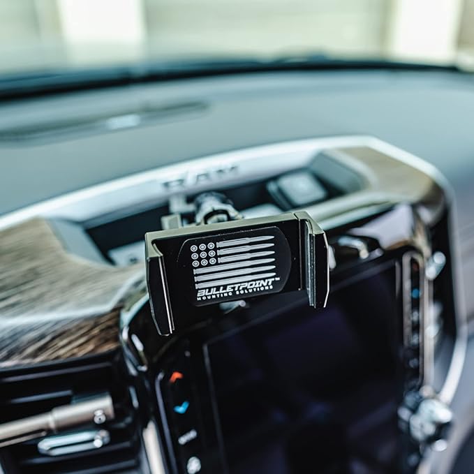 Bulletpoint Dash Cell Phone Holder For RAM Truck (2019+ 1500, 2500, 3500 and TRX) with 20mm Single Ball Mount - Compatible with iPhone and Android Smartphones