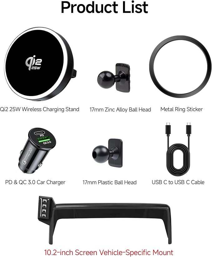 Qi2.2 Max 25W Fast Wireless Car Charger Phone Holder for 2014-2018 BMW The X5 / 2015-2019 BMW X6 10.2-Inch Screen, Magnetic Phone Mount Compatible with MagSafe