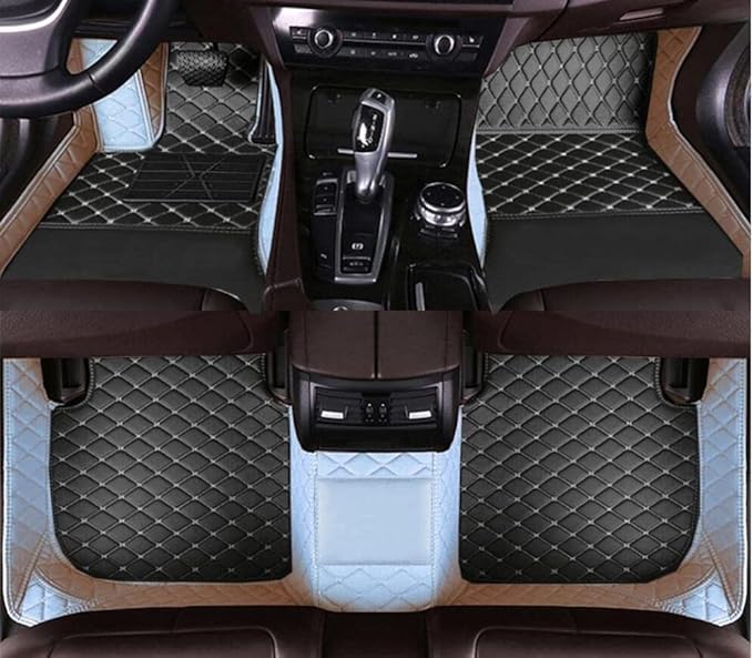 Custome Car Mats Accessories All Weather Floor mats Compatible with Automotive Floor Mats Passenger car mats (White Black)