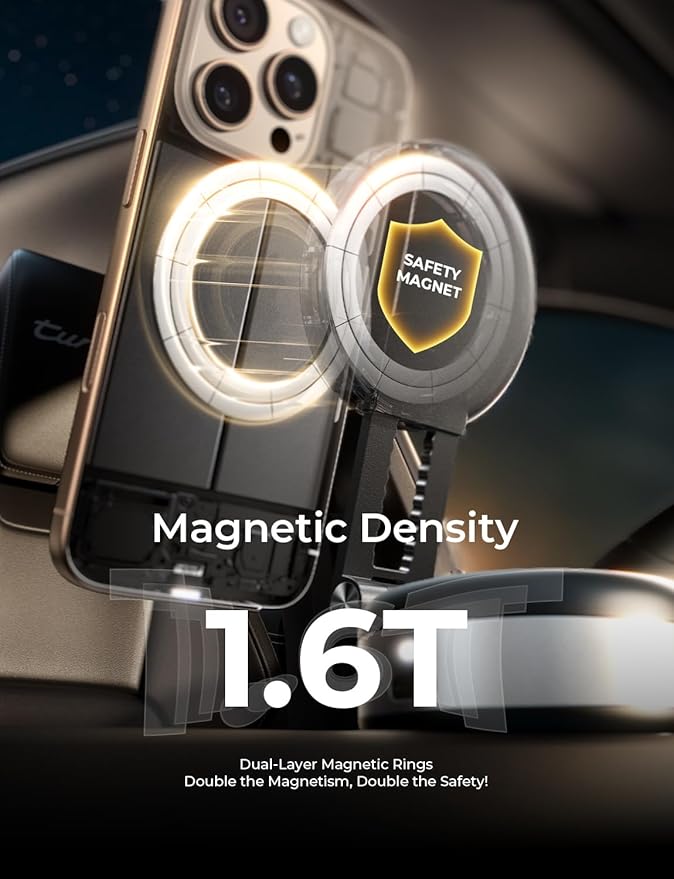 LISEN Electric Suction Cup Phone Mount, Vacuum Electric Suction Cup Phone Mount, for MagSafe Magnetic Suction Mount for iPhone 16/15/14/13/12,Black Kits