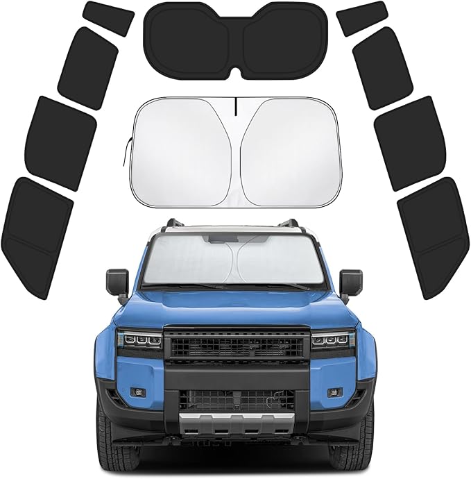 Car Window Shades for Toyota Land Cruiser Prado 250 2024-2026 Accessories - Full Set 10PCS Side Window Sunshades with Memory Frame & Blackout Fabric, Privacy UV Shield for Camping/Travel