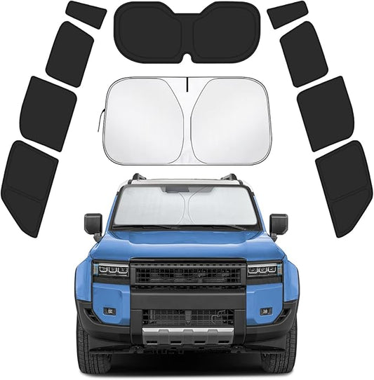 Car Window Shades for Toyota Land Cruiser Prado 250 2024-2026 Accessories - Full Set 10PCS Side Window Sunshades with Memory Frame & Blackout Fabric, Privacy UV Shield for Camping/Travel