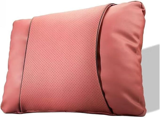 1/2PCS PU Leather Car Neck Pillow & Lumbar Support Cushion, Breathable Universal Seat Headrest Waist Pad, Soft Support Cushion for Daily Driving and Travel(C Style backrest)