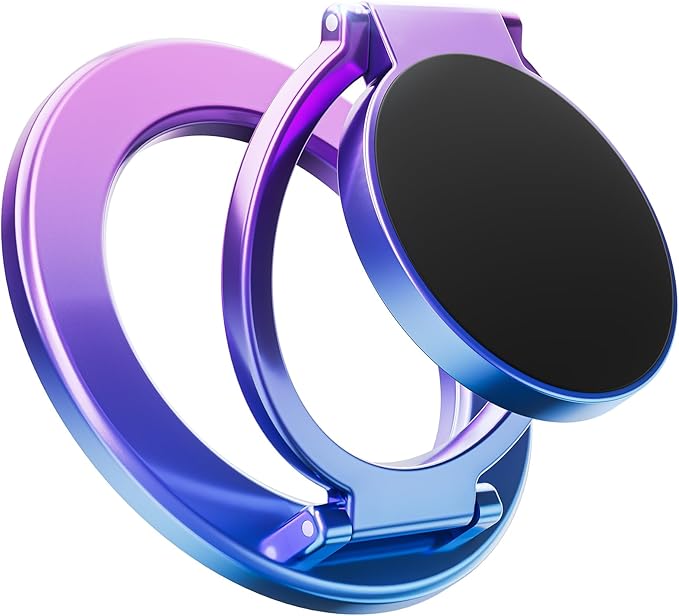 SUPERONE Magnetic Ring Holder for Dual-Side Magnetics, Removable Gym Phone Grip with Kickstand for iPhone 17/16/15/14/13/12 Series MagSafe Case All Phones Compatible with Magnetic Car Mount - Colorful
