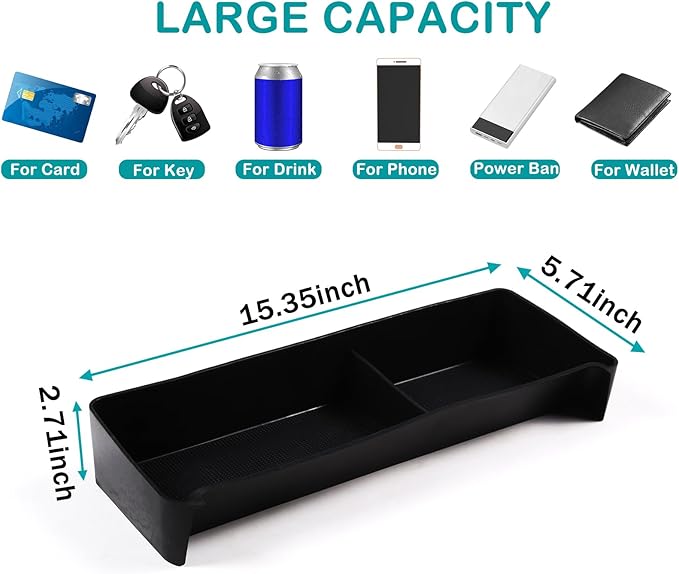 Car Center Console Dash Storage Box Compatible with Ineos Grenadier 2020-2026 Navigation Screen Rear Insert Storage Tray Organizer Interior Accessories (Black)