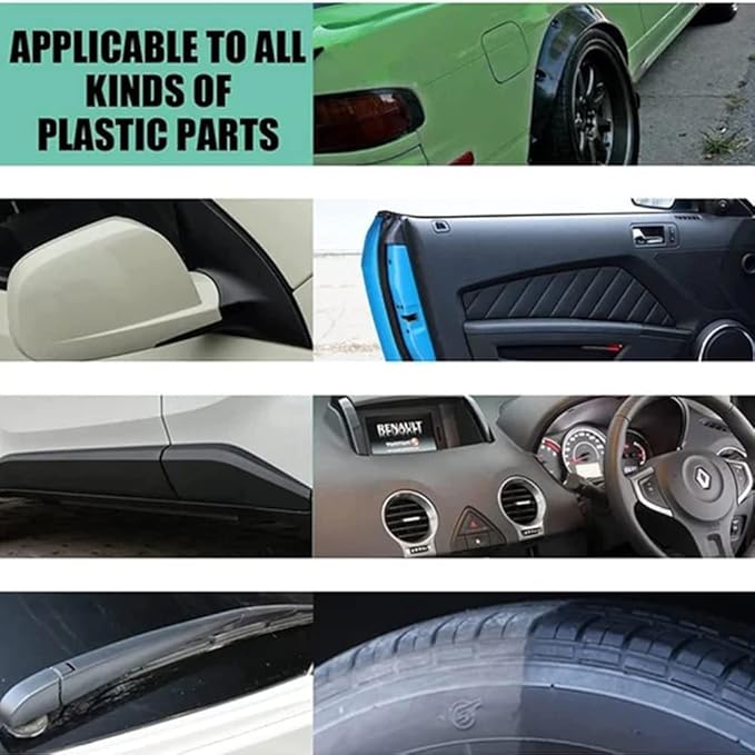 RJDJ Plastic Restorer for Cars, Trim & Exterior – Plastic Revitalizing Coating Agent, Restores Faded Plastic, UV Protection, Car Shine Refurbishing Solution (50ml-3pcs)
