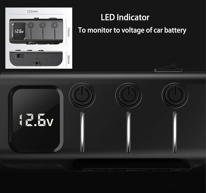 8 in 1 Cigarette Lighter Splitter, 120W 3 Socket Car Charger Adapter,5 USB,Type-C PD36W, Fast Charging,12V/24V Input, Built-in Protecter, Zero Risk to Car & Devices,for Car, Truck, SUV, RV, Camping