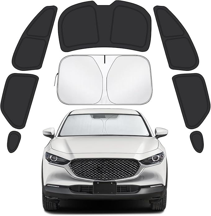 Car Window Shades for Mazda CX30 2019-2025 Accessories - Full Set 8PCS Side Window Sunshades with Memory Frame & Blackout Fabric, Privacy UV Shield for Camping/Travel