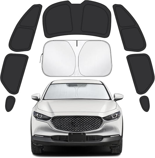 Car Window Shades for Mazda CX30 2019-2025 Accessories - Full Set 8PCS Side Window Sunshades with Memory Frame & Blackout Fabric, Privacy UV Shield for Camping/Travel
