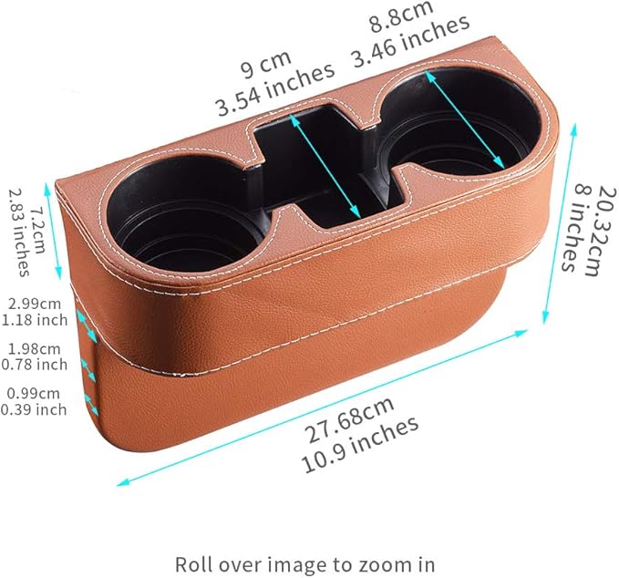 Brown Multifunctional Car Cup Holder Car Seat Organizer Gap Filler Bottle Phone Storage Organizer