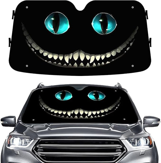 GENANY Horror Cat Windshield Sun Shade for Car SUV Truck (55x30 inches),Black Cat Sun Shade Windshieldfor Front Windows, Protector Blocks UV, Car Decor