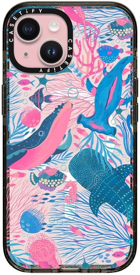 CASETiFY Impact iPhone 15 Case [4X Military Grade Drop Tested / 8.2ft Drop Protection/Compatible with Magsafe] - Under The Sea - Clear Black