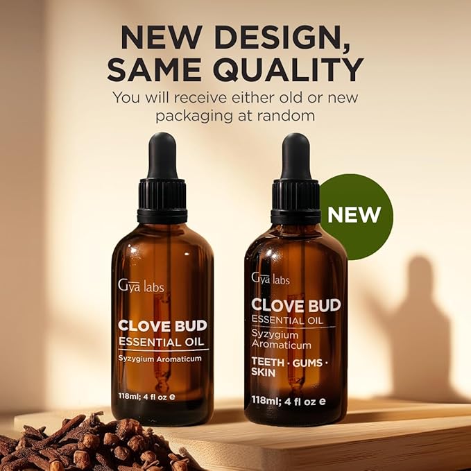 100% Pure Clove Essential Oil - 4 Fl Oz - Clove Oil for Hair, Skin, Diffuser, Aromatherapy & DIY Candle Making Scent