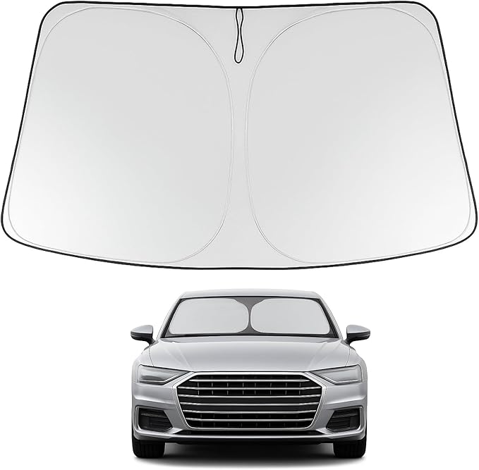 Proadsy 2026 Upgrade Windshield Sun Shade Custom Fit 2019-2025 Audi A6 Foldable Front Sunshade Protector Sun Visor Blocks UV Rays Keep Car Cooler