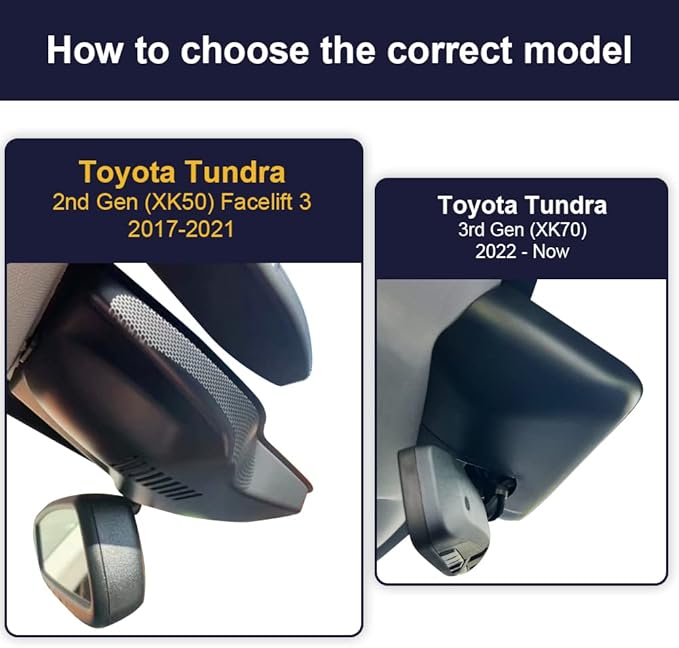 Fitcamx 4K Dash Cam Suitable for Toyota Tundra 2017-2021 & Sequoia 2017-2022 Limited SR5 Platinum TRD Pro, Integrated OEM Look, High Definition 2160P Video WiFi, G-Sensor, Loop Recording, 64GB Card