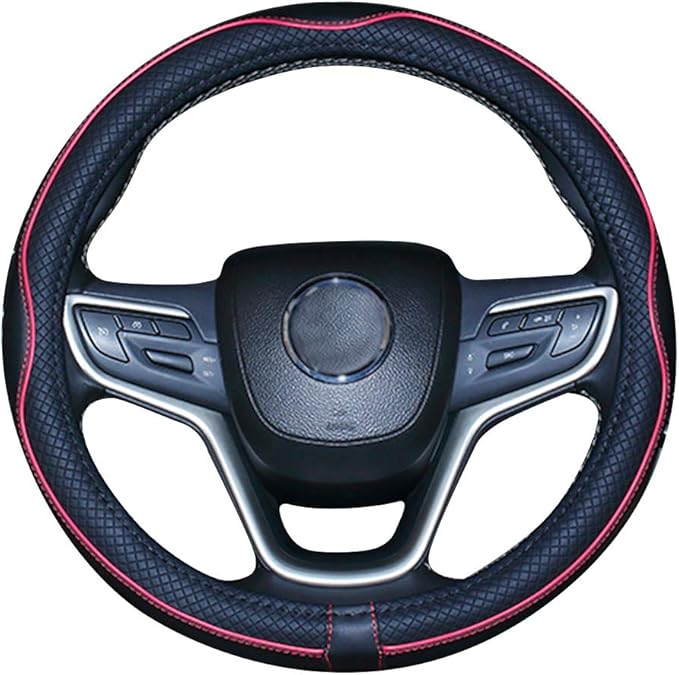 Mayco Bell Large Size Steering Wheel Cover Anti-Slip,Safety,Soft,Breathable,Durable,Full Surround,Comfortable Grip Microfiber Leather (15.5-16 inch, Black Red)