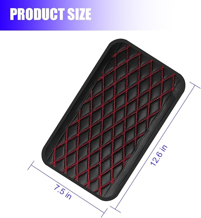 Car Center Console Cover, Scratch-Resistant Leather Vehicle Armrest Seat Storage Box Protector Cushion, Comfortable Automotive Interior Armrest Pad Mat, Universal Fit (Black/Red)