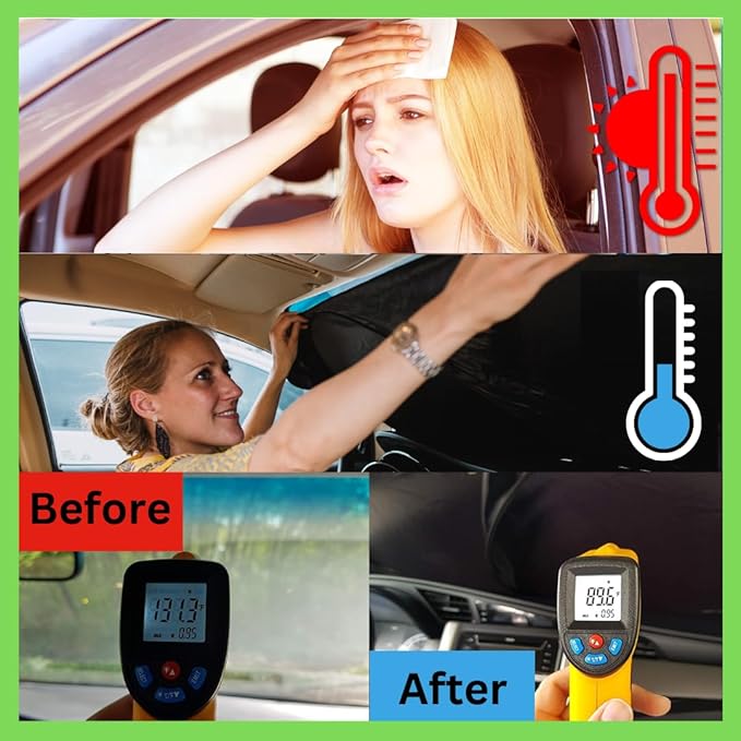 Kinder Fluff Windshield Sunshade for Tesla 3 & Y | Patented Car Sun Protection - Certified 99% UVR Block - Cool Car Interior | Foldable Sun Visor Cover | Automotive Accessories for Summer