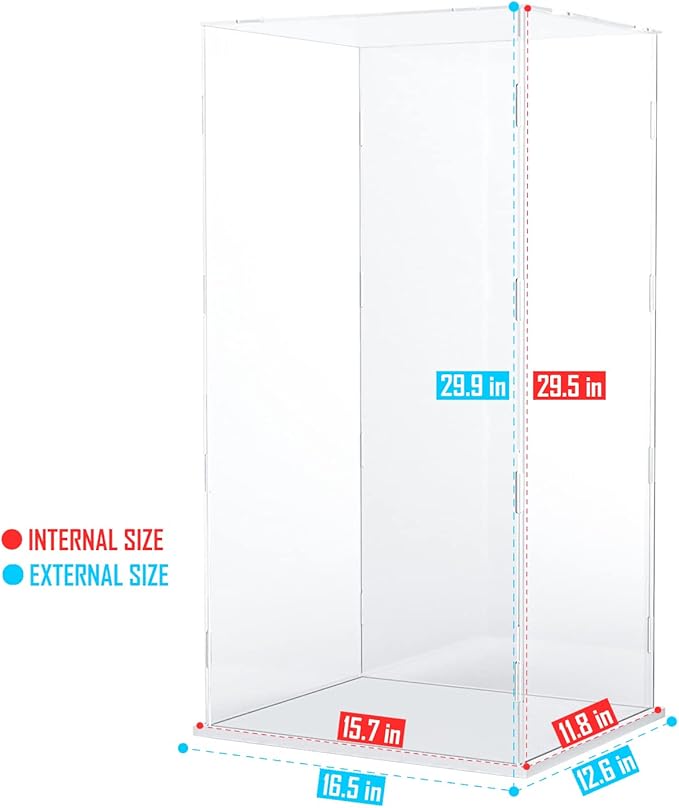 Choowin 29 inch Tall Acrylic Display Case for Lego Space Launch System 10341 Thickened Clear Acrylic Display Cases for Collectibles Figures Doll Bearbrick 1000% Assemble Dustproof Display Box(White)