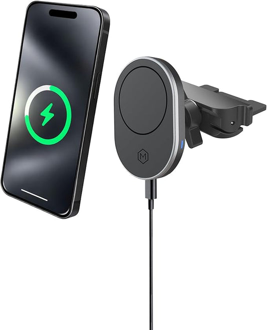 15W MagSafe Car Mount CD Slot Charger, Wireless Car Charger Phone Holder, Magnetic CD Mount Charger with N52 Magnet, Fast Charging, 360 Rotation, Compatible with iPhone 14/15/16/17/Galaxy