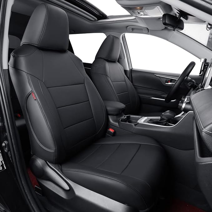 coverdream Custom Fit Seat Covers for Toyota RAV4 Adventure,TRD Off - Road 2024 2023 2022 2021 2020 2019,Full Coverage Leather Seat Protector (Black,Full Set)