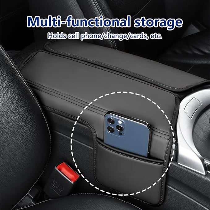 Center Console Cover Compatible with Mercedes Benz E Class W213 E200 E250 E300 E400 E450 2017-2023 and GLS Class C257 CLS450 2019-2023 Armrest Cover Pad Leather Cushion Protector with Pocket
