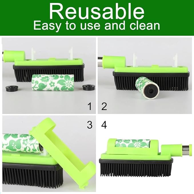 Rubber Pet Cat Dog Hair Removal Brush Lint & Hair Remover Brush,Silicone Lint and Debris Remover for Cleaning, Grooming and Fur Removal, Home, (Green)