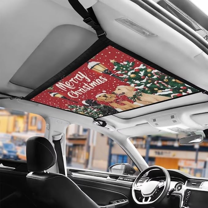 Christmas Puppy Car Roof Storage Bag Car Seat Back Hanging Bag Multi-Purpose Car Bag Storage Box Organizer Pouch Pocket Inner Car Accessories Compatible with Most Vehicles