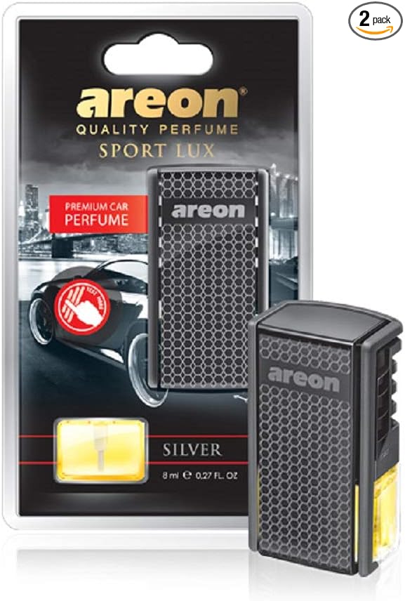 AREON AC02 Car Perfume Luxury and Elegant 0.27 oz Vent Clip Car Air Freshener, Silver Scent