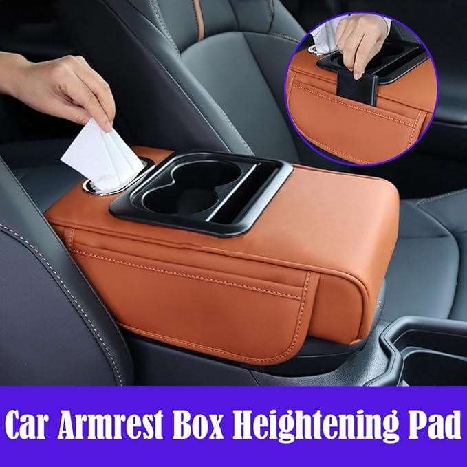 Car Armrest Cushion,5-in-1 Center Console Cover with 2 Storage Bags Cup Holder, Tissue Box Slot, Phone Slot for Car Sedans,Car Interior Accessories for Most Vehicle, SUV, Truck,Cars (Black)