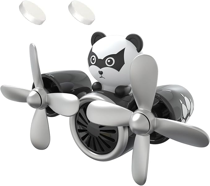 Pilot Car Air Freshener, Cute Duck Car Vent Clip Air Freshener Automotive Air Outlet Fan Diffuser, Automotive Interiors Vent Decoration (Panda)
