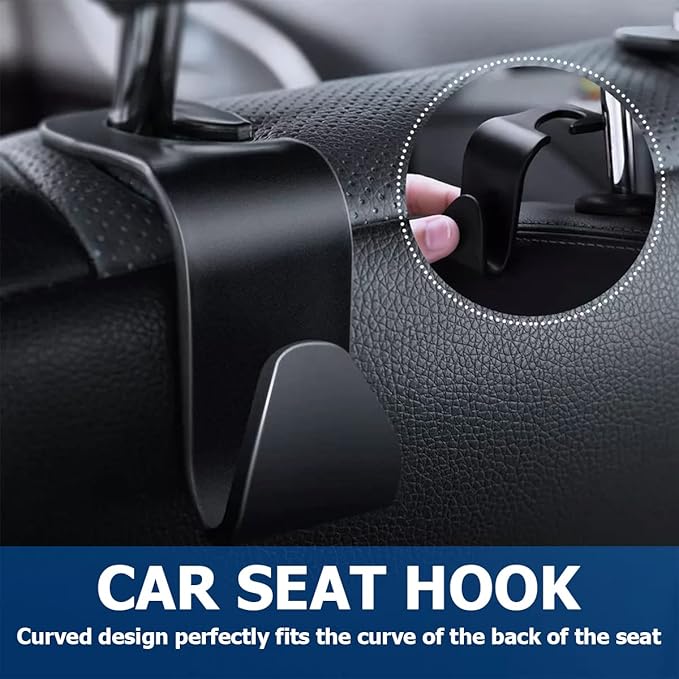 Moly Magnolia Car Seat Headrest Hook, 4PCS Multifunctional Auto Backseat Hangers, Vehicle Storage Organizer for Purse, Coat, Umbrella, Grocery, Bag, Handbag (Pink)
