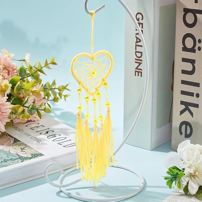 INFUNLY 6 Set DIY Small Dream Catcher Kit Rainbow Heart Dream Catchers DIY Heart Macrame Craft Kit for Hanging Decor Boho Home Charms with Instruction Video for Car Handbag Pendant Keys Purse Wallet