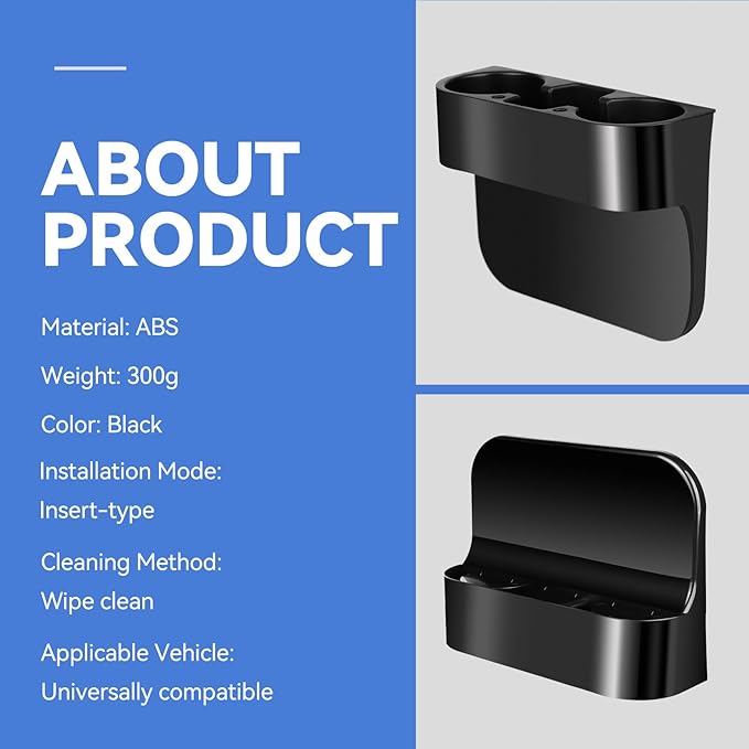 Car Cup HolderSeat Wedge Cup Holder for Car, Seat Gap Filler Cup Organizer Storage Box with Coaster (Black 1Pcs)