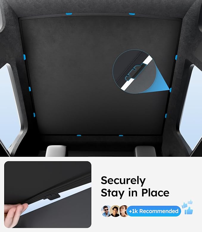 Wigoo Tesla Cybertruck Sunshade Roof [Never Sag, Nano Ice-Crystal Coatings] 3rd-Gen Heat Insulation Glass Roof Sun Shade, Accessories for Tesla Cybertruck 2023~2026, Tesla Interior Black
