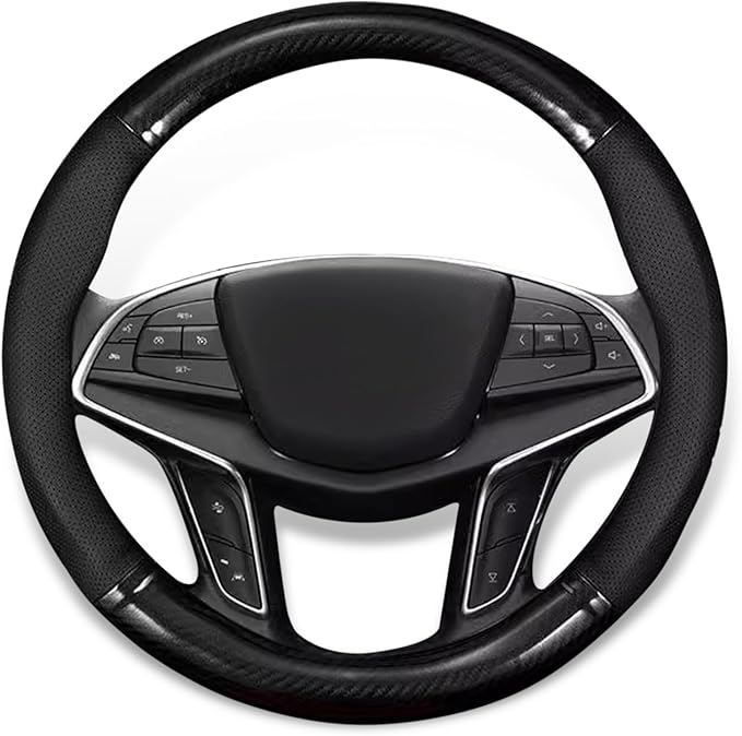 1 Pack Car Breathable Steering Wheel Cover, Wear -Resistant Steering Wheel Sleeve, Carbon Fiber Non-Slip Steering Wheel Protector, Four Seasons Universal Steering Wheel Set (Circular)