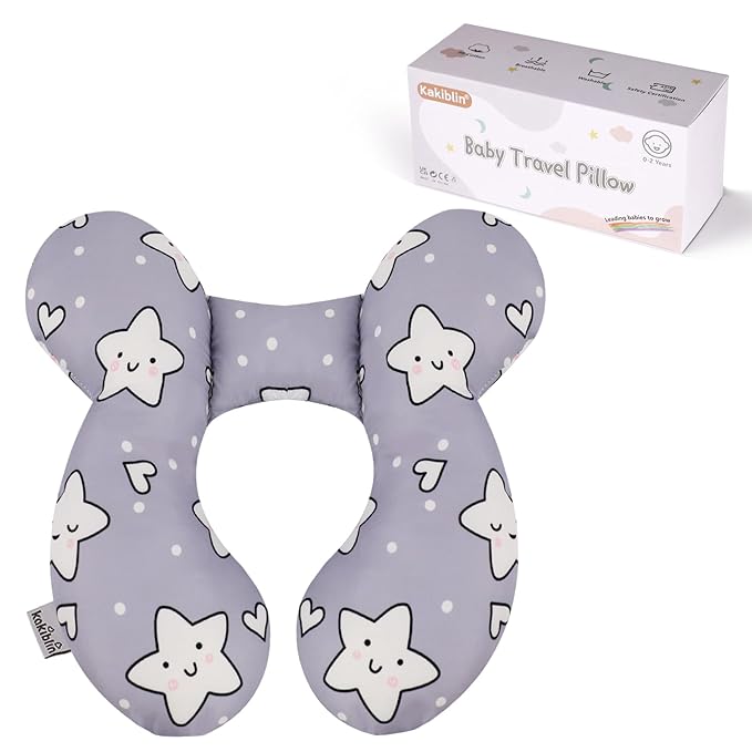 KAKIBLIN Baby Neck Pillow,Upgraded Baby Support Pillow, Head Pillow,Travel Pillow for Car Seat, Stroller, Pushchair,Travel (Star)