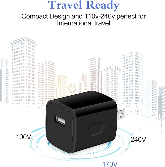 Single Port Charging Block, 4Pack 1A/5V Black Wall Charger Box USB Charging Plug Cube Brick for iPhone 17 16 Pro 15 14 Pro Max 13 12 Plus,Samsung Galaxy S25 S24 S23 A15 A14,Moto,Android Phone Chargers