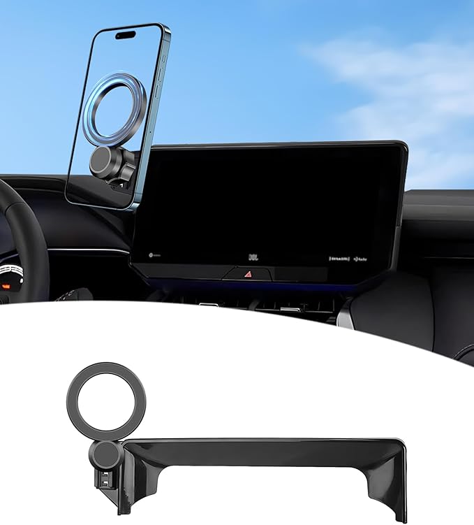 Magnetic Car Phone Mount for 2021 2022 2023 2024 Toyota Venza Accessories, for MagSafe Strong Magnets Cell Phone Holder 12.3-Inch Screen Cradles, with Portable Phone Gripper 360° Rotation