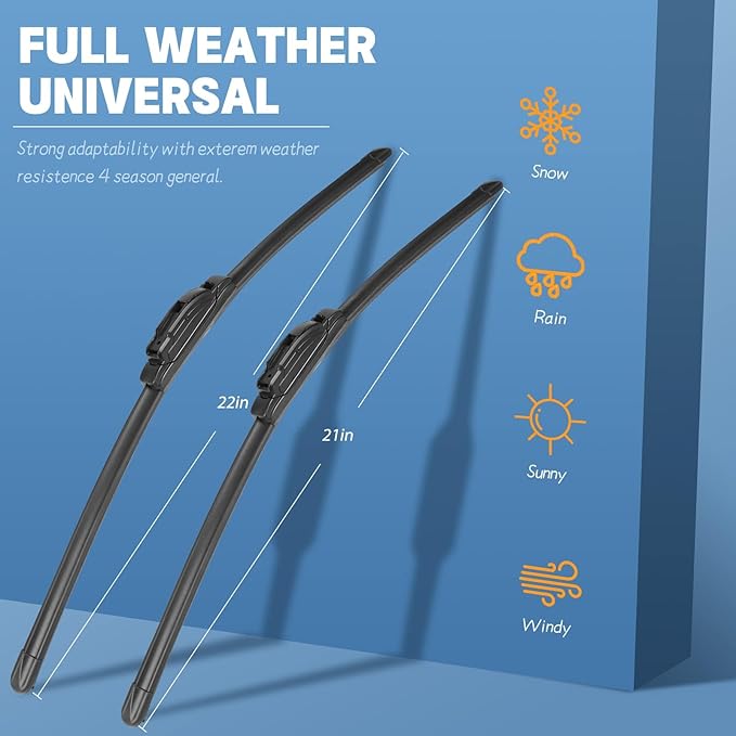 MIKKUPPA 22"+21"+11" Windshield Wiper Kit - Replacement for 2014-2023 Jeep Grand Cherokee - U/J Hook All Season Wiper Blades, Pack of 3